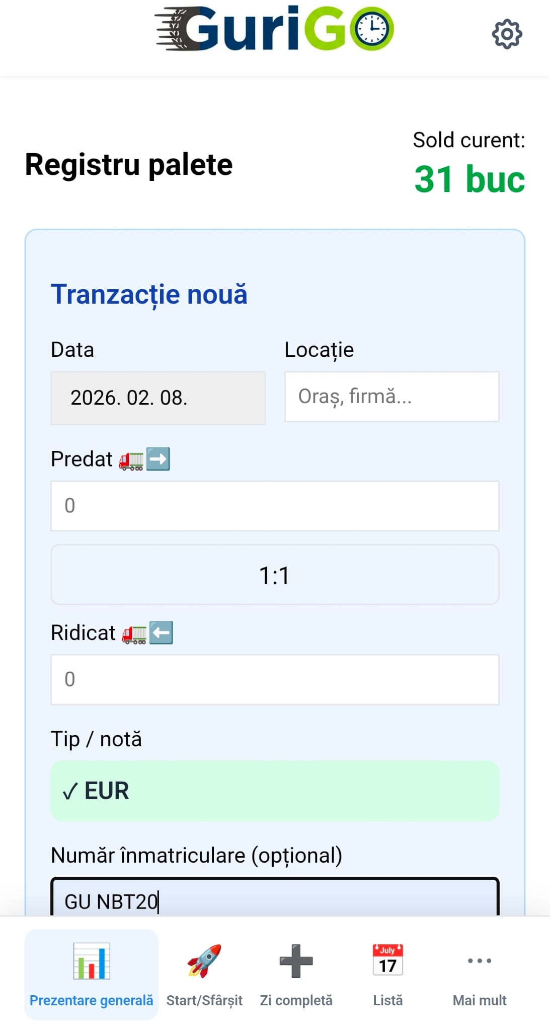 Începerea zilei de lucru în GuriGO